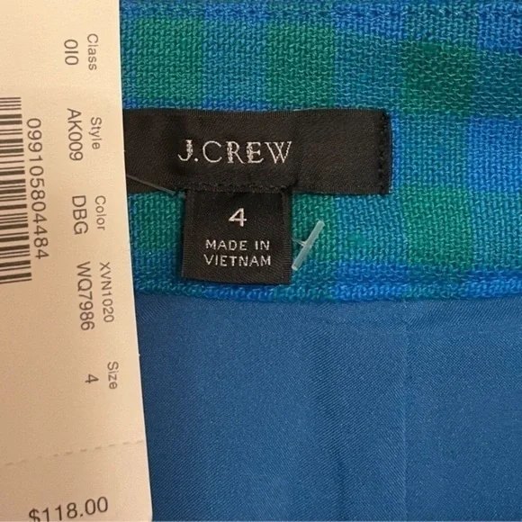 NWT J. CREW COLORFUL GINGHAM FRONT FLAP POCKET SKIRT IN DEEP BLUES GINGH… - Picture 7 of 7